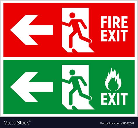 Emergency Fire Exit Sign Evacuation Escape Vector Image