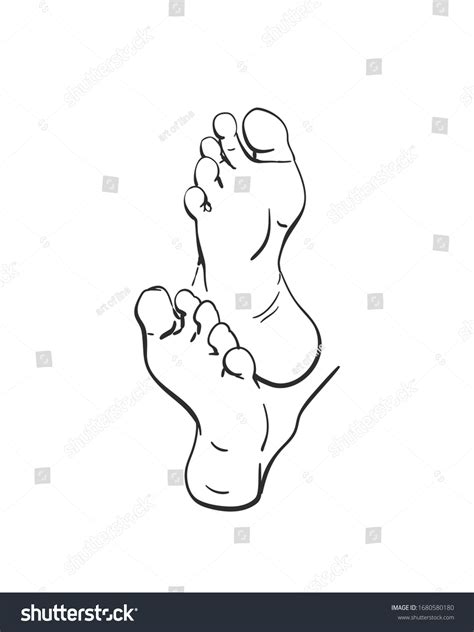 Sketch Mans Bare Feet Soles Hand Stock Vector Royalty Free 1680580180