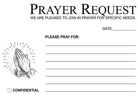 A Prayer Request Form With Praying Hands