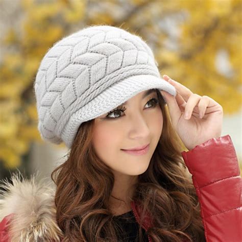 Buy Winter Women Hat Knitted Hat Female Soft High Elastic Solid Color