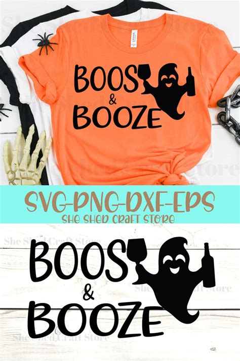 Boos And Booze Halloween Svg Cute Ghost Svg Drinking Svg