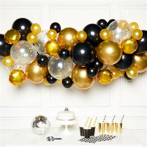 Black And Gold Balloon Garland Kit Party Save Smile
