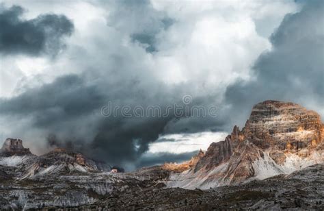 Mystical Mountain Landscape With House On Top Of Mountain With Thunder