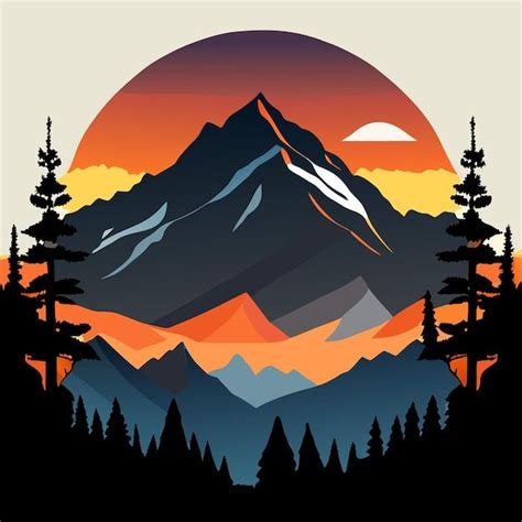 Mountain Sunset Vector Wallpaper