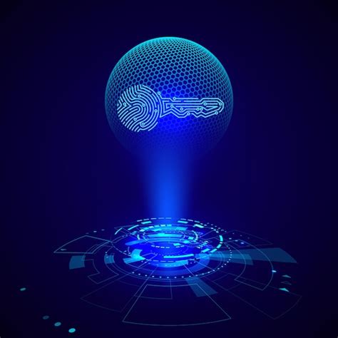 Premium Vector Hologram Of Circuit Key Fingerprint Futuristic Hud