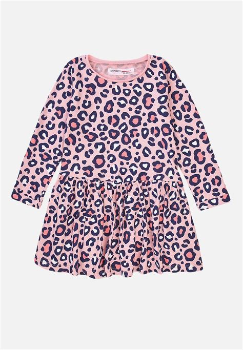 Younger Girls Pink Leopard Aop Basic Dress Minoti Dresses And Skirts