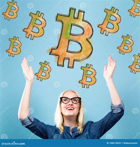 Bitcoin With Young Woman Stock Image Image Of Background 108610045
