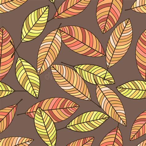Seamless Doodle Autumn Leaf Pattern Hand Drawn Vector Illustration