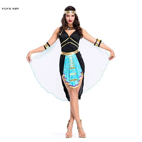 sexy woman queen of egyptian cleopatra cosplay female halloween goddess costume carnival purim