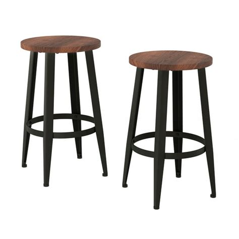 24 Counter Height Backless Stools Metal Base With Wood Seat By Lavish