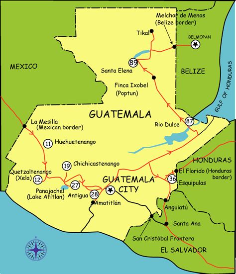Antigua guatemala wurde als stadt nie aufgegeben, erholte sich jedoch nur sehr langsam. Guatemala Touristische Karte