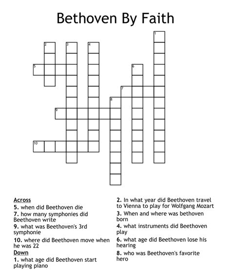 Bethoven By Faith Crossword Wordmint