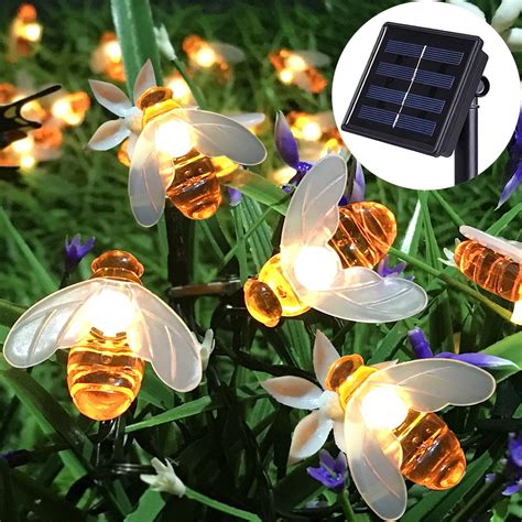 Coolmade Led Bee Solar String Lights 30 Led Honey Bee Garden Fairy