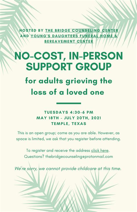 In Person Support Group For Grieving Adults —
