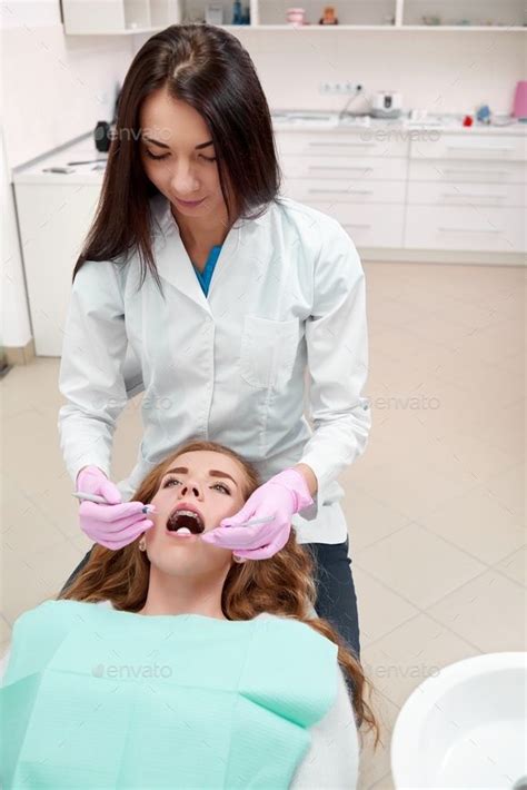 Young Woman At The Dentist Office Female Dentist Dentist Dentist Office