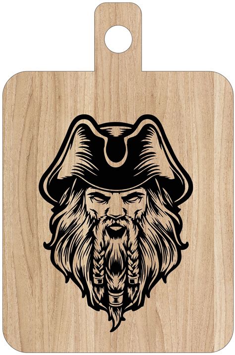 Laser Engraving Pirates Captain Art On Cutting Board Free Vector