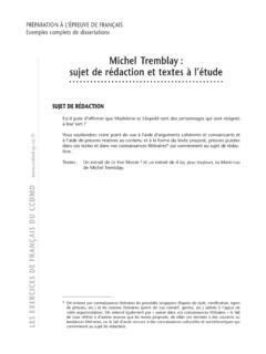 Michel Tremblay Sujet De R Daction Et Textes L Tude Michel Tremblay Sujet De R