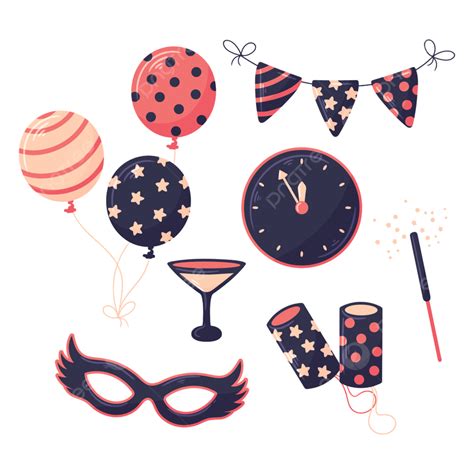 New Year Party Element Set New Happy Season Png And Vector With