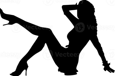 Silueta De Un Mujer Sexy Sentado Con Alto Tac N Png