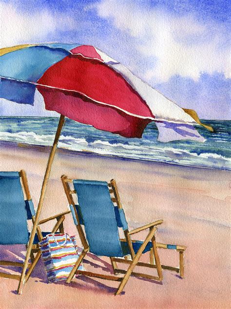 Patriotic Beach Umbrellas Painting By Beth Kantor Fine Art America