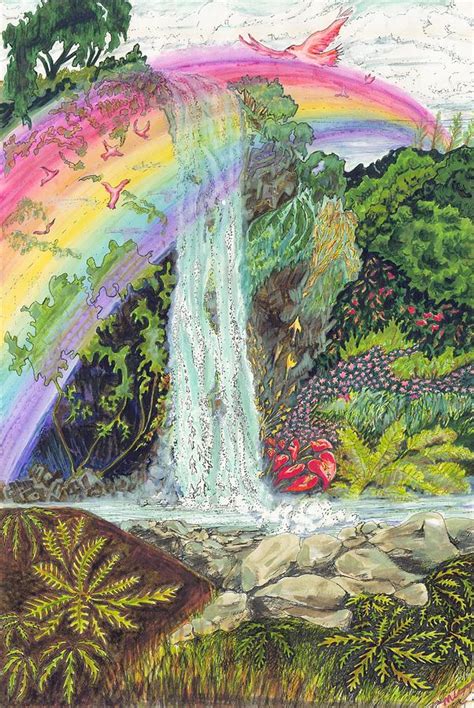 Rainbow Waterfall Painting By Marsha Walker Pixels