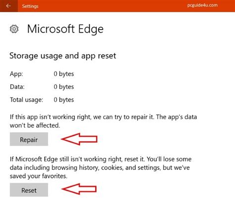 Reset Microsoft Edge In Windows 10 Or How To Repair Pcguide4u