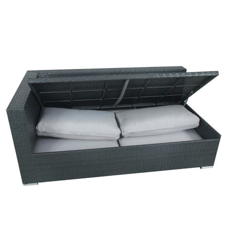 Salon De Jardin Modulable Avec Coffre Intégrés, Gris, 6 Places avec