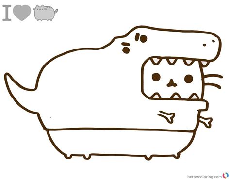 Pusheen Coloring Pages Dinosaur Cosplay Printable And Free Free Kids