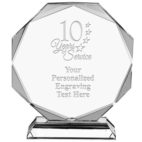 6 34 Personalized 10 Years Of Service Crystal Award Etsy