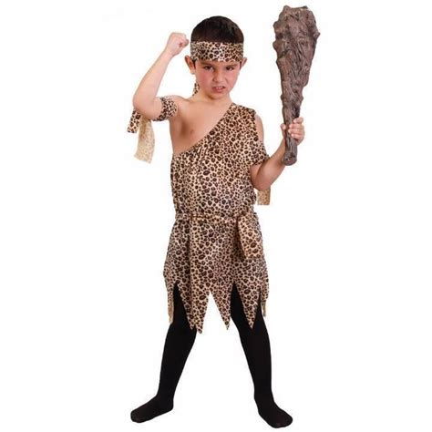 Boys Caveman Prehistoric Stone Age Neanderthal Kids Fancy Dress Costume