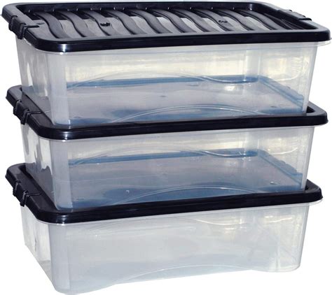 32l 32 Litre Large Big Plastic Storage Clear Box Strong Stackable