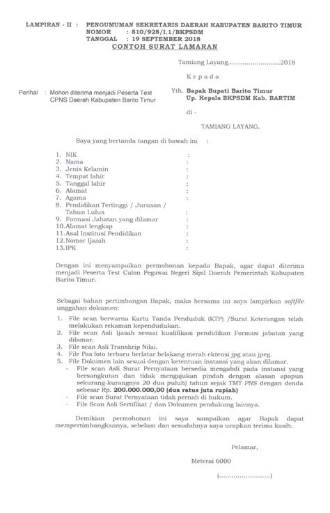 Dengan hormat, berhubungan dengan informasi lowongan kerja pada pt mitra. 50+ Contoh Surat Lamaran Kerja Cpns Guru Tulis Tangan ...