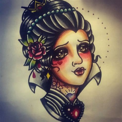 Queen Of Hearts Traditional Tattoo Flash Traditional Tattoo Flash