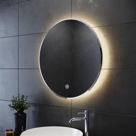 Round Led Illuminated Bathroom Mirror With Warm Light Smart Touch 600x600mm Ip44 Ebay