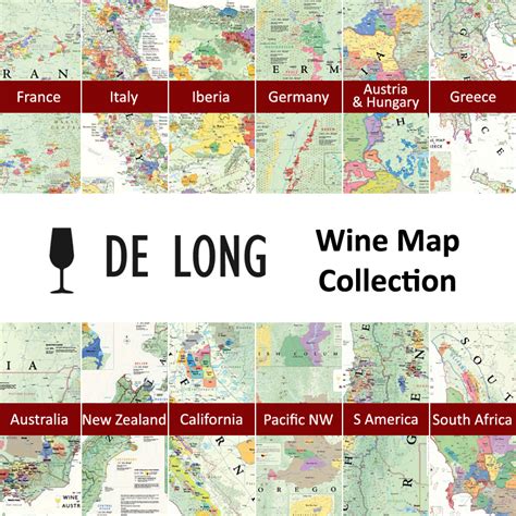 De Longs Wine Map Collection All 12 Wine Region Maps Wine Education