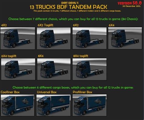 Bdf Tandem Truck Pack V500 For Ets2 Euro Truck Simulator 2 Mods