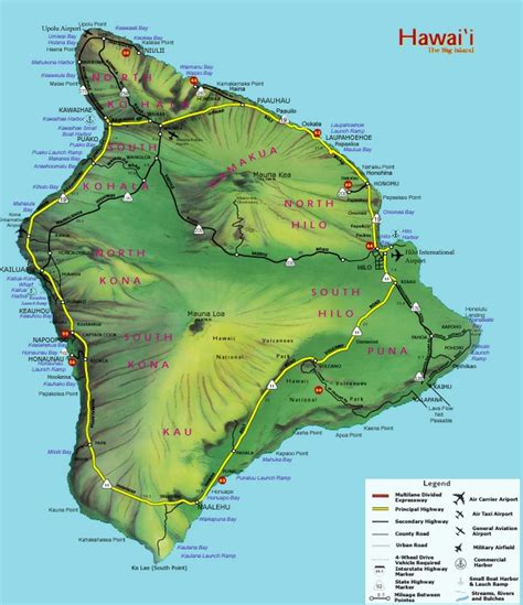 Big Island Hawaii Road Map Cities And Towns Map