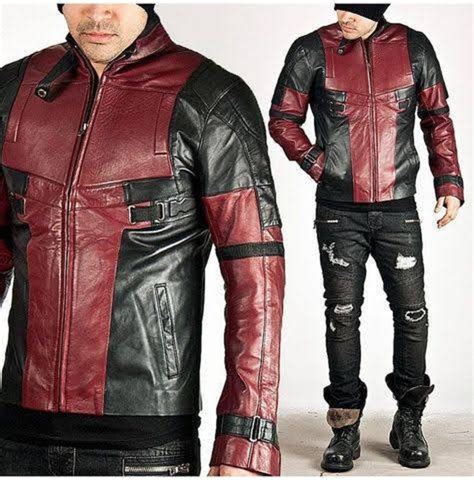 Ryan Reynolds Deadpool Maroon And Black Motorcycle Leather Jacket Superhero Edition Etsy