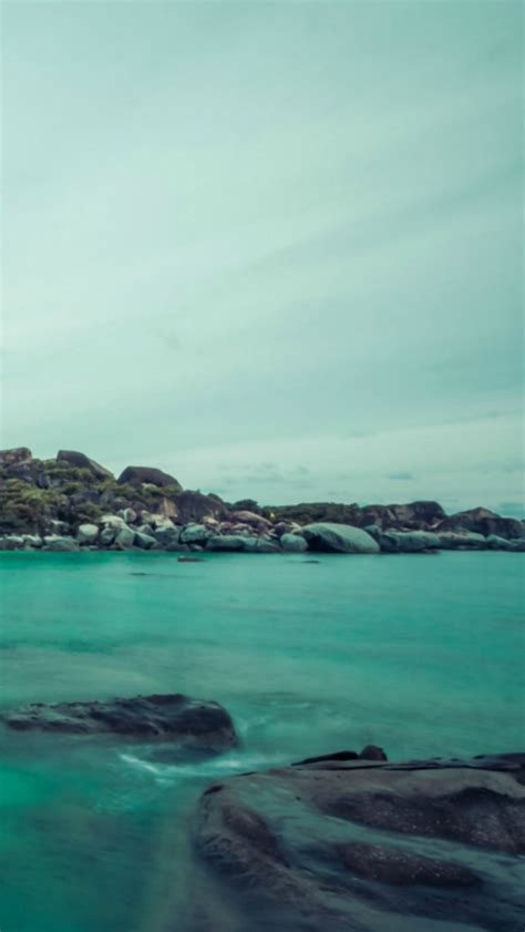Cloudy Sky Rock Ocean Wave Landscape Iphone Wallpapers Free Download