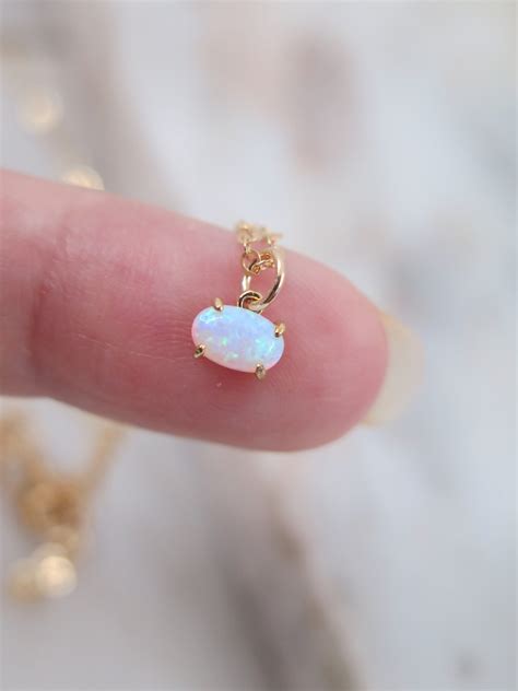 Tiny Opal Necklace Gold Opal Necklace Necklace For Woman Etsy