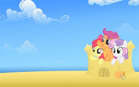 My Little Pony Sweetie Belle Scootaloo Apple Bloom Sky Sand