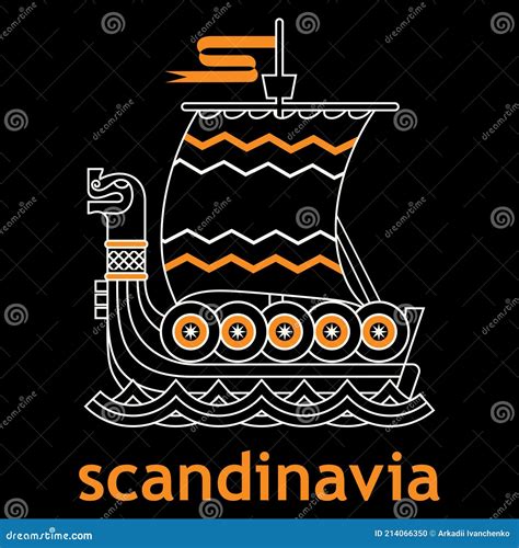 Diseño Escandinavo Viking El Barco Viking Es Un Drakkar Patrón