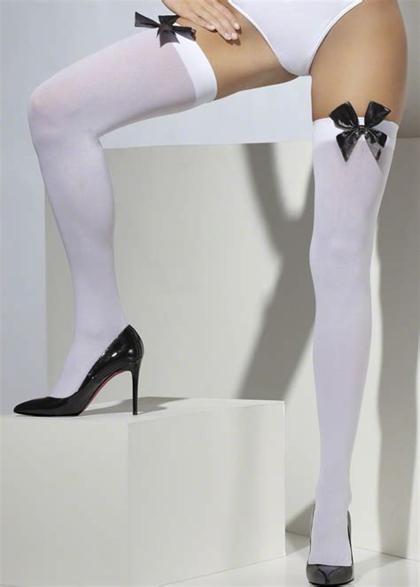 adult ladies sexy white thigh high stockings [42738] £2 99 cheap fancy dress outfits