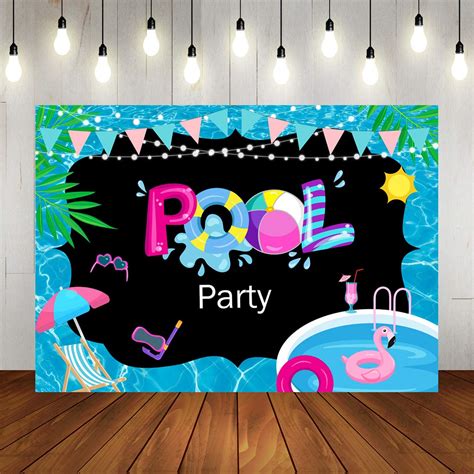 Summer Pool Party Theme Backdrop Swimming Water Wave Splash Baby Shower
