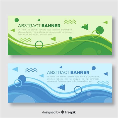 Abstract Banners With Geometric Design Free Vector