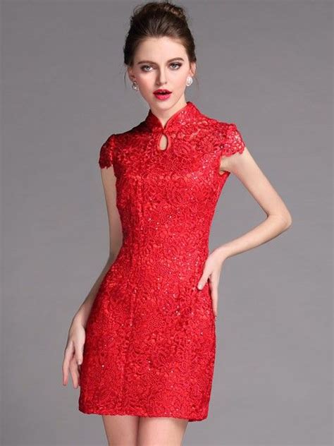 red short lace qipao cheongsam dress dresses cheongsam dress qipao