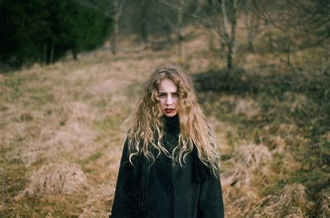 A Beautiful Sad Woman In A Winter Field Del Colaborador De Stocksy Anna Malgina Stocksy