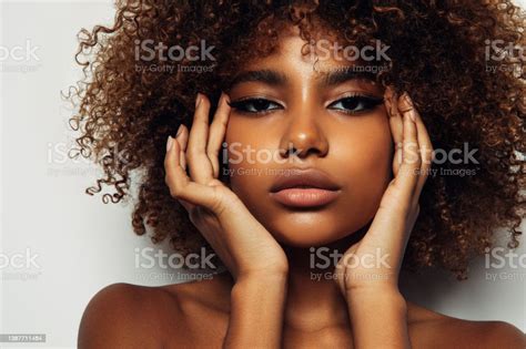 Beautiful Afro Girl With Curly Hairstyle Stock Photo Download Image