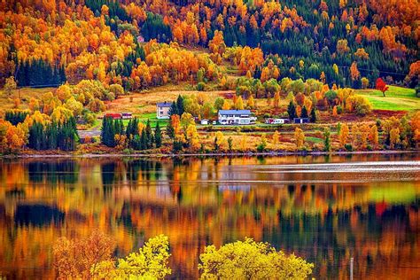 Autumn In Norway Fall Autumn Colors Beautiful Colorful River