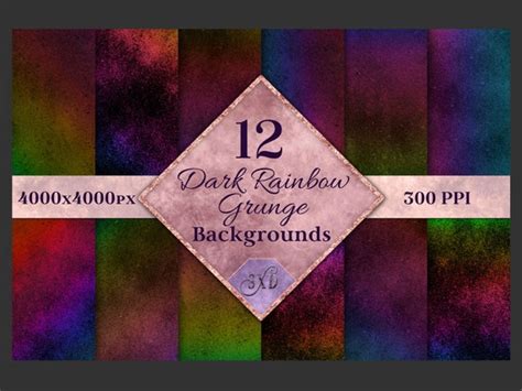 Dark Rainbow Grunge Backgrounds 12 Image Textures Etsy